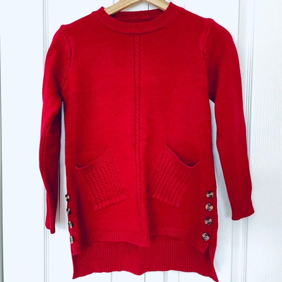Wine Red Pullover Sweater With Pockets - Picture 6 of 6
